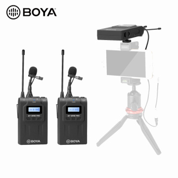 Sistema de microfone sem fio de canal duplo UHF de alta qualidade BOYA BY-WM8 Pro atualizado